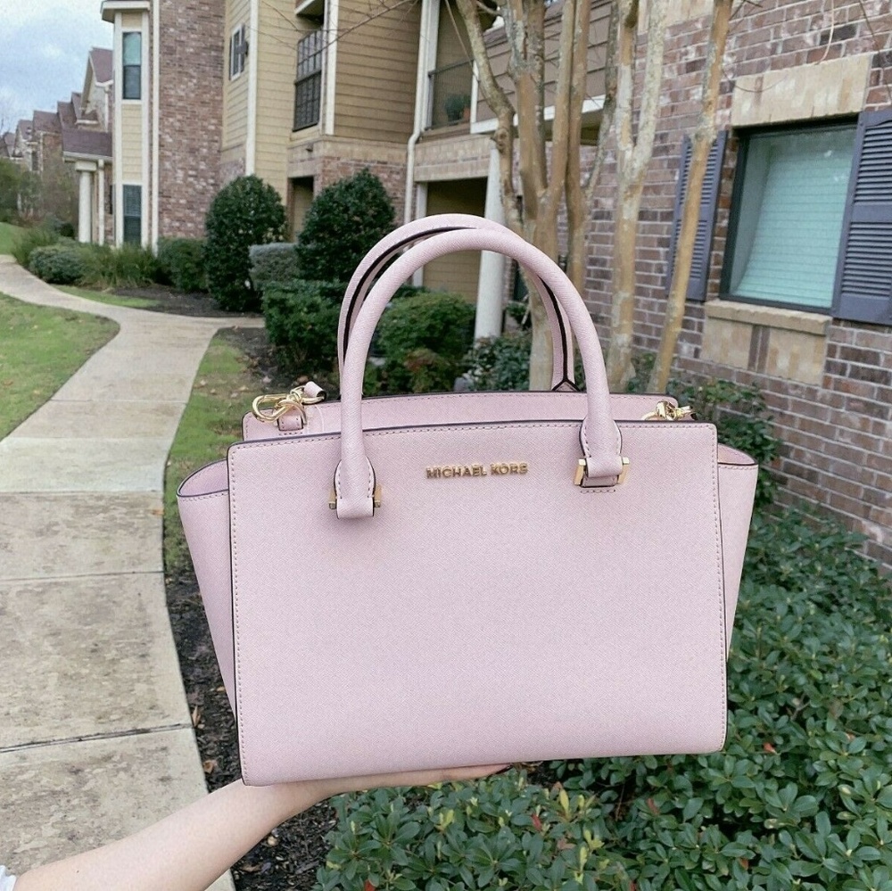 MICHAEL KORS SELMA MD LEATHER SATCHEL BAG+WALLET - Picture 3 of 8